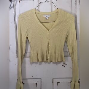 Yellow Women's Button Down Ribbed Top - Cream NWOT (Looks more like X small)